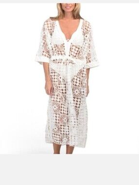4OUR DREAMERS White Crochet Long Cover-Up